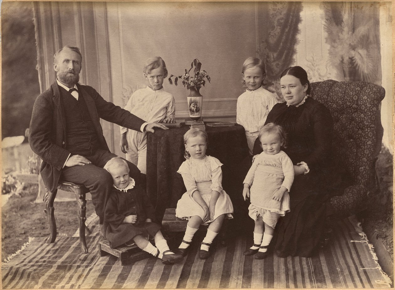 O Sr. Robert Holtz e família (verso) de Raja Deen Dayal