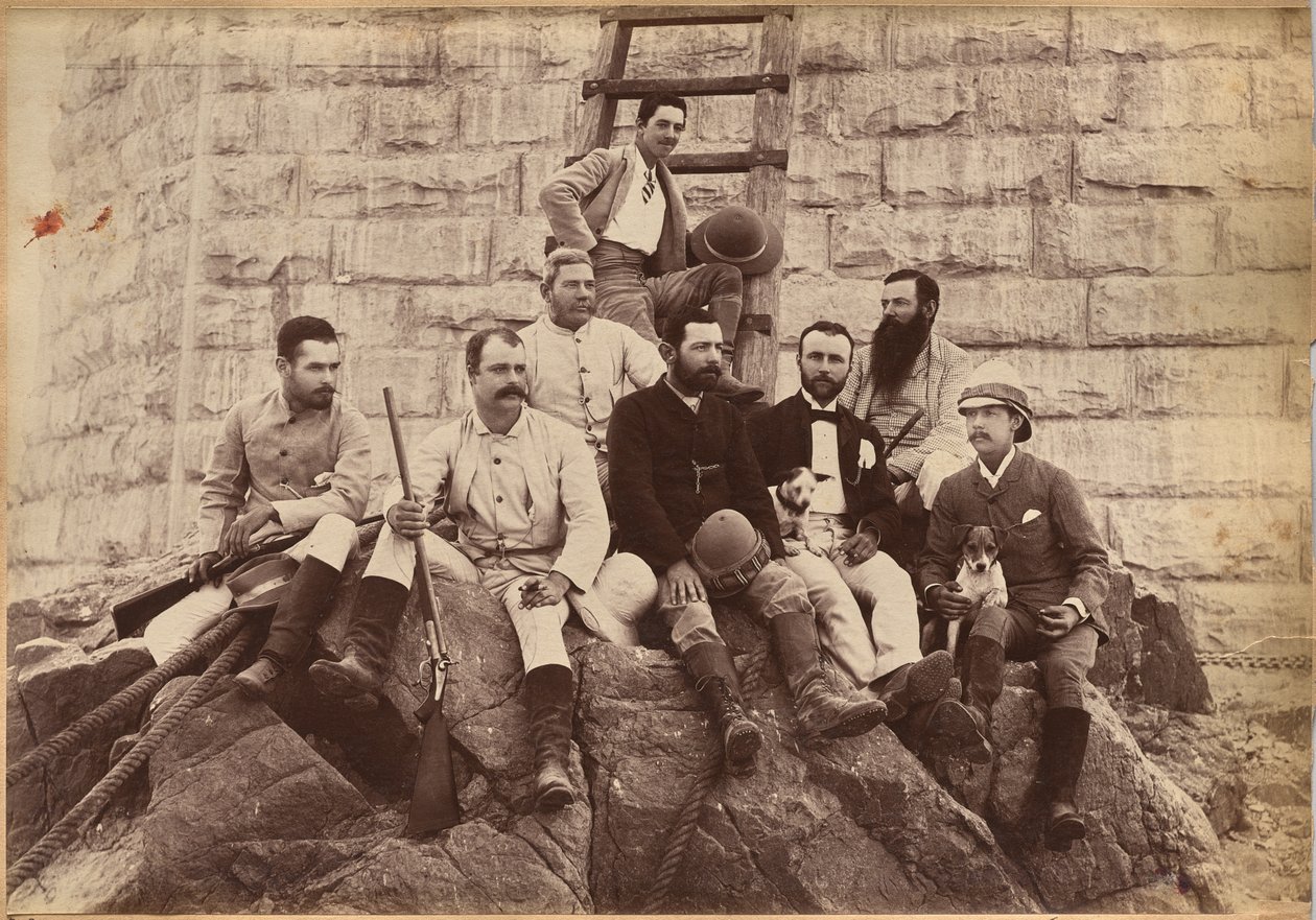 Pessoal da Messrs. Glover & Co., ponte de Sindh (verso) de Raja Deen Dayal