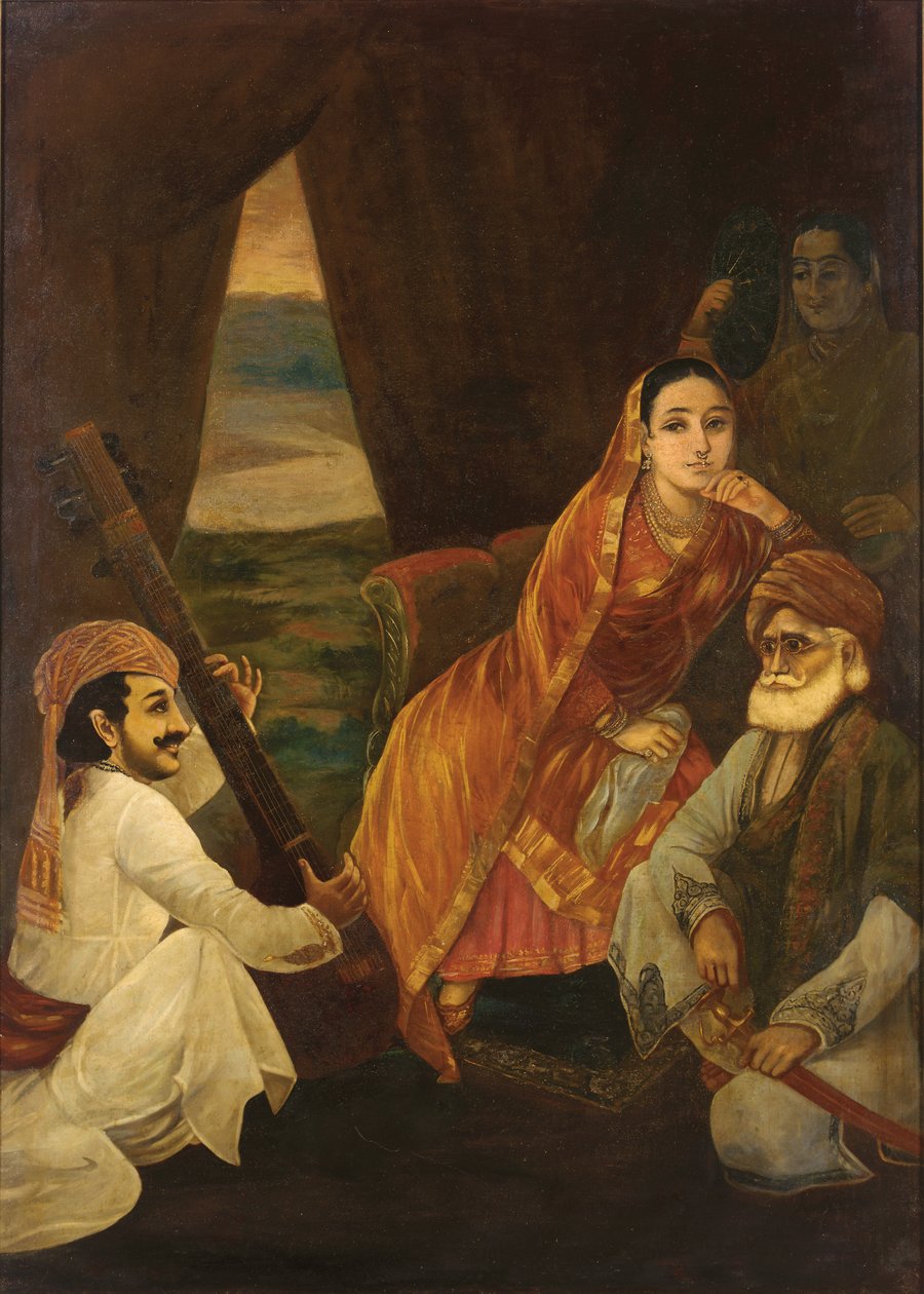 Court Scene (óleo sobre tela) de Raja Ravi Varma