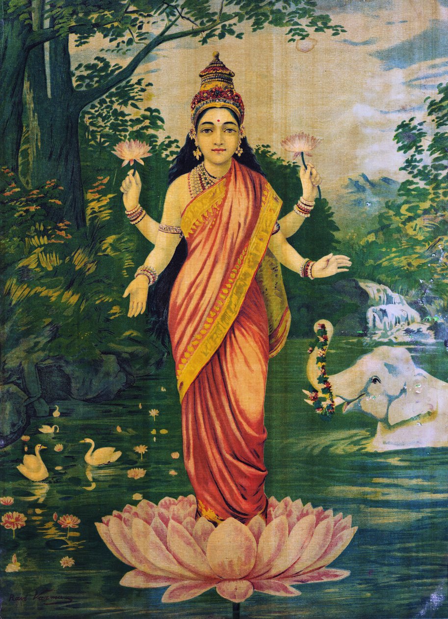 Lakshmi, de Raja Ravi Varma, década de 1930, editar de Raja Ravi Varma