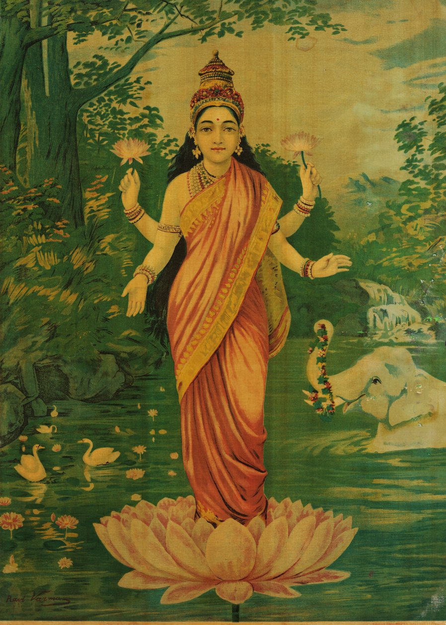 Lakshmi, de Raja Ravi Varma e Ravi Varma Press, década de 1930 de Raja Ravi Varma