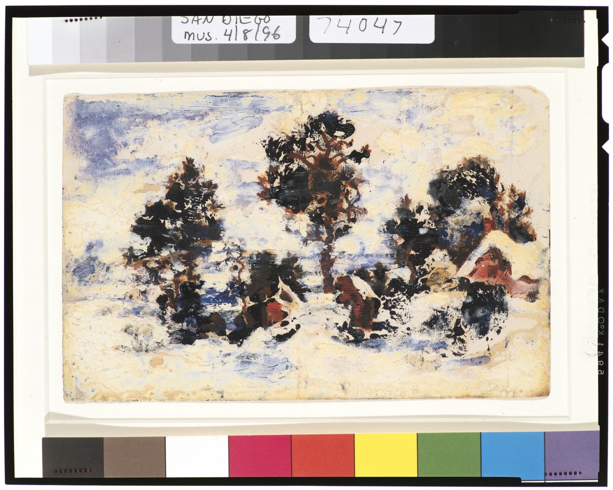 Paisagem de inverno com prédio vermelho, 1901-15 de Ralph Albert Blakelock