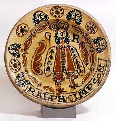 Taça decorada de Slipware Metropolitano, c.1680 (louça de vidro) de Ralph Simpson