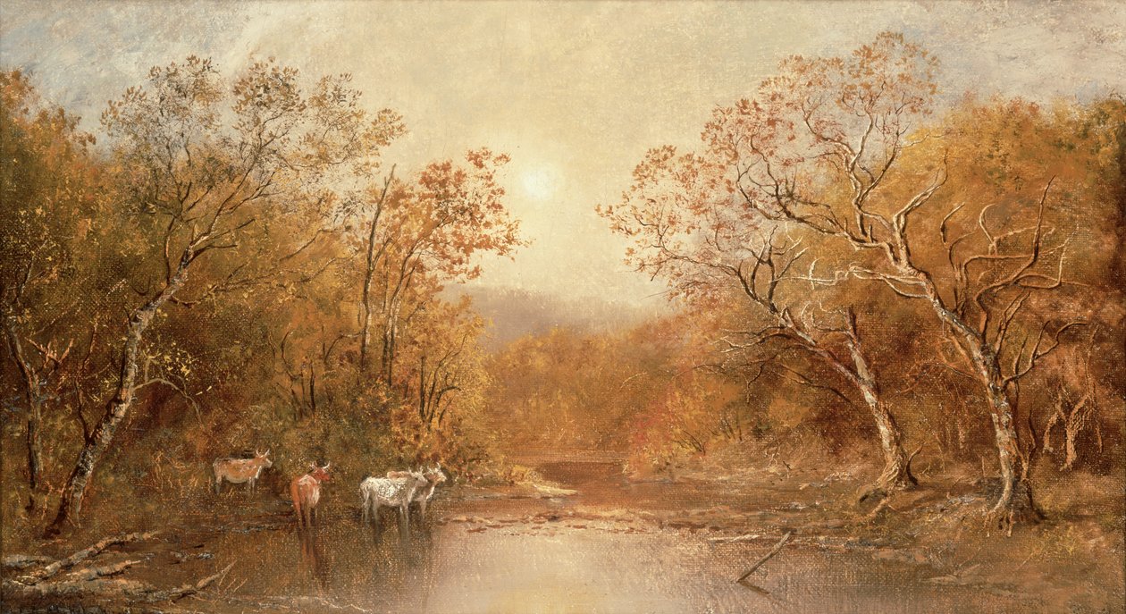Paisagem com vacas (óleo sobre tela) de Ralph Albert Blakelock