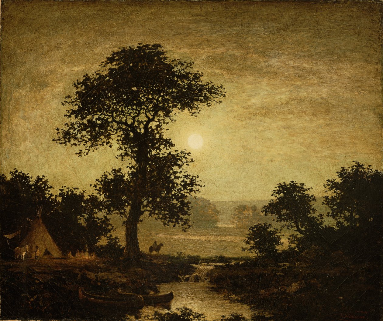 Moonlight, c.1885-89 (óleo sobre tela) de Ralph Albert Blakelock