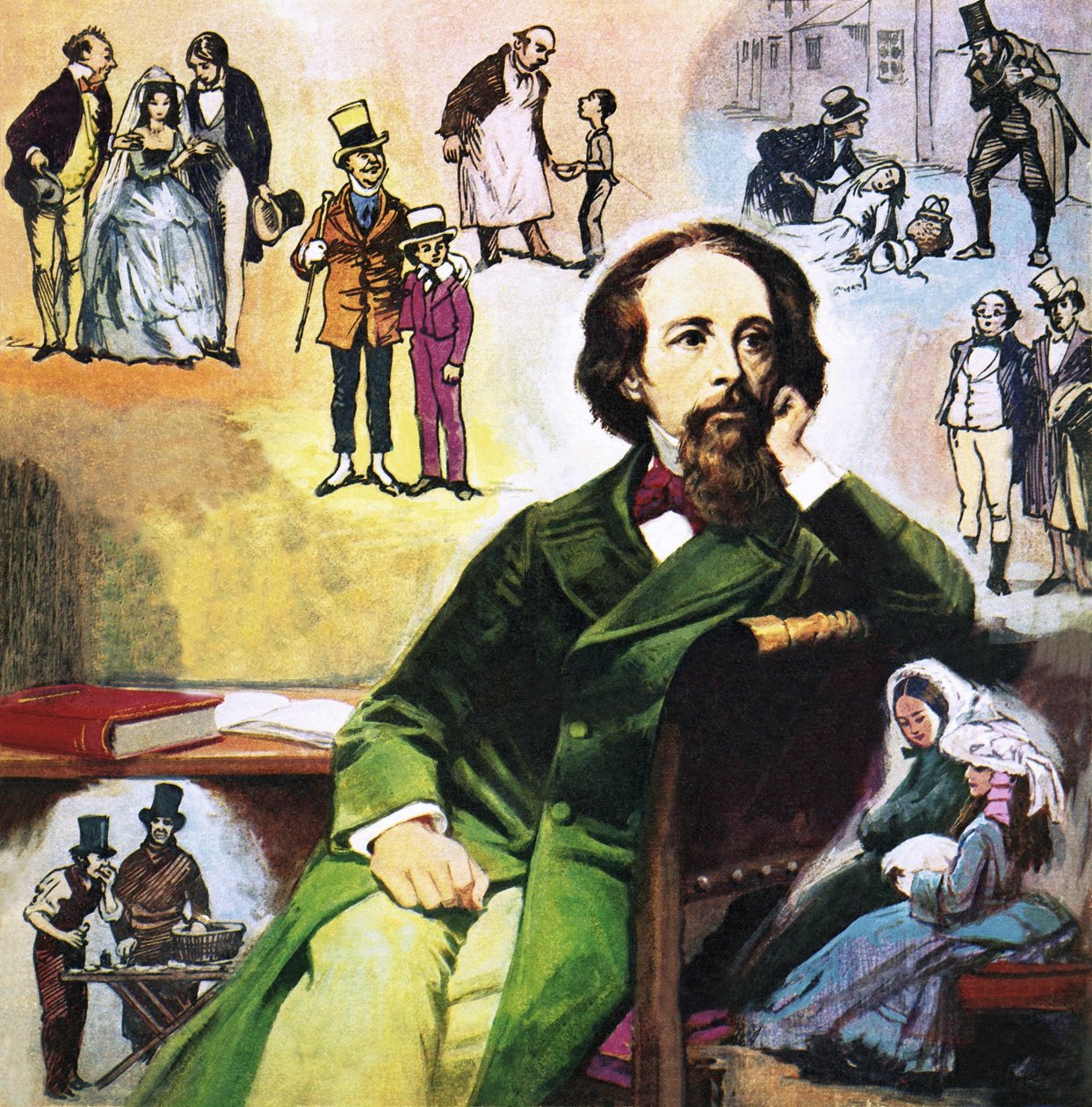Charles Dickens com as suas personagens de Ralph Bruce