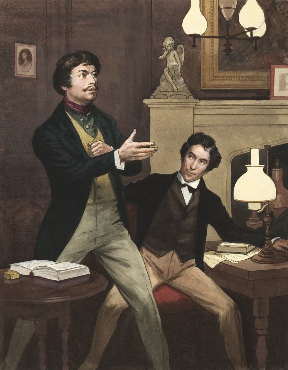 Henry Irving (1870-1919) com William Hoskins (guache sobre papel) de Ralph Bruce
