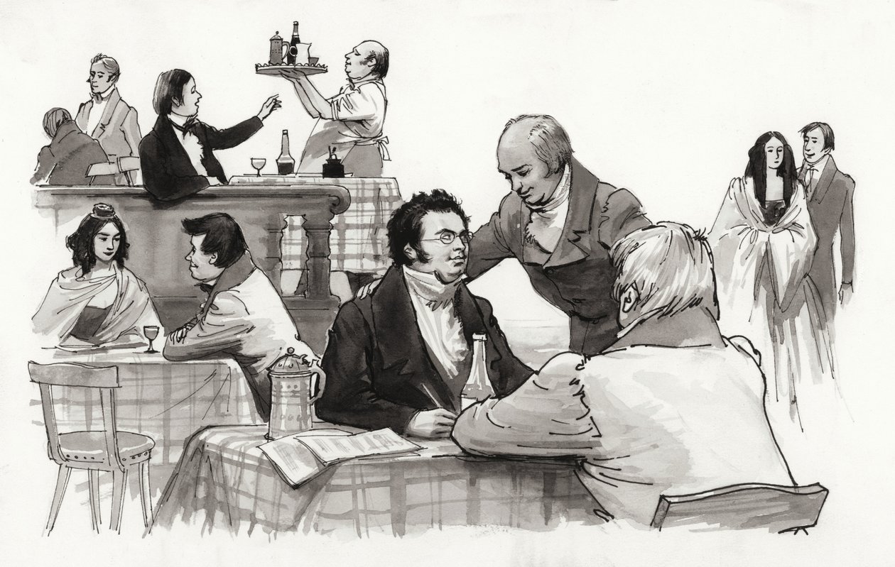 Schubert e amigos (guache sobre papel) de Ralph Bruce