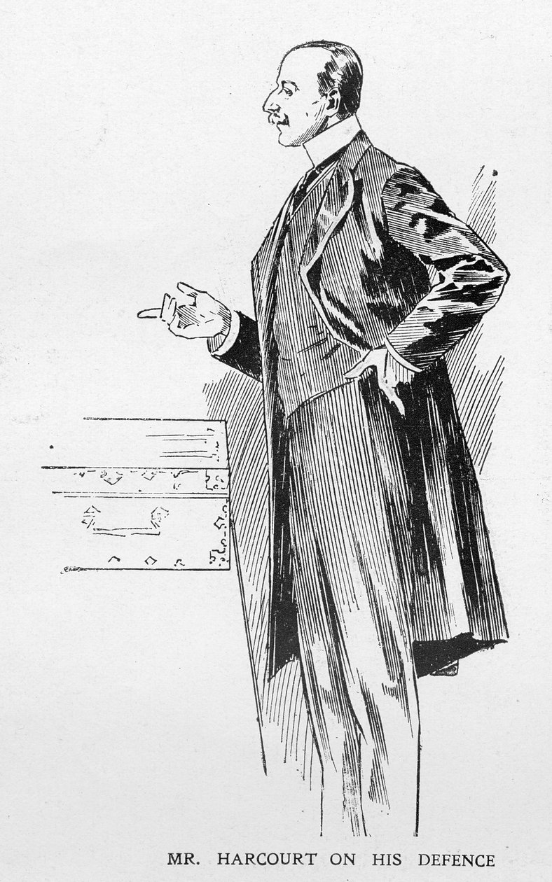 O Sr. Harcourt sobre a defesa, de um artigo intitulado "A remontagem do Parlamento", publicado em "The Graphic", 27 de outubro de 1906 de Ralph Cleaver