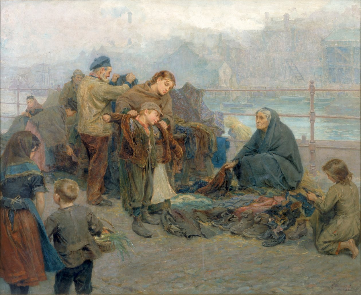 Mercado de roupas de Paddy, Sandgate, 1898 de Ralph Hedley