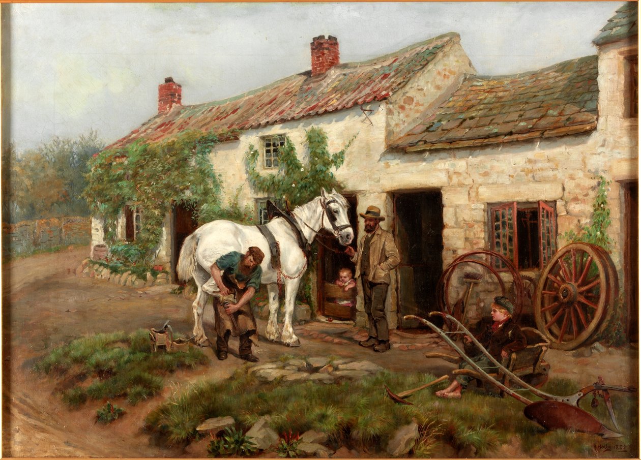 Forja, extremidade da ponte de Hexham, 1885 de Ralph Hedley
