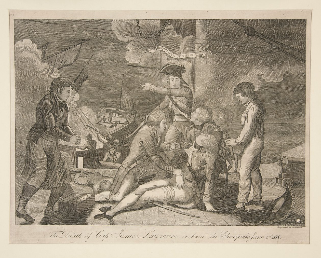 A morte do Capitão James Lawrence a bordo do Chesapeake, 1 de Junho de 1813 de Ralph Rawdon
