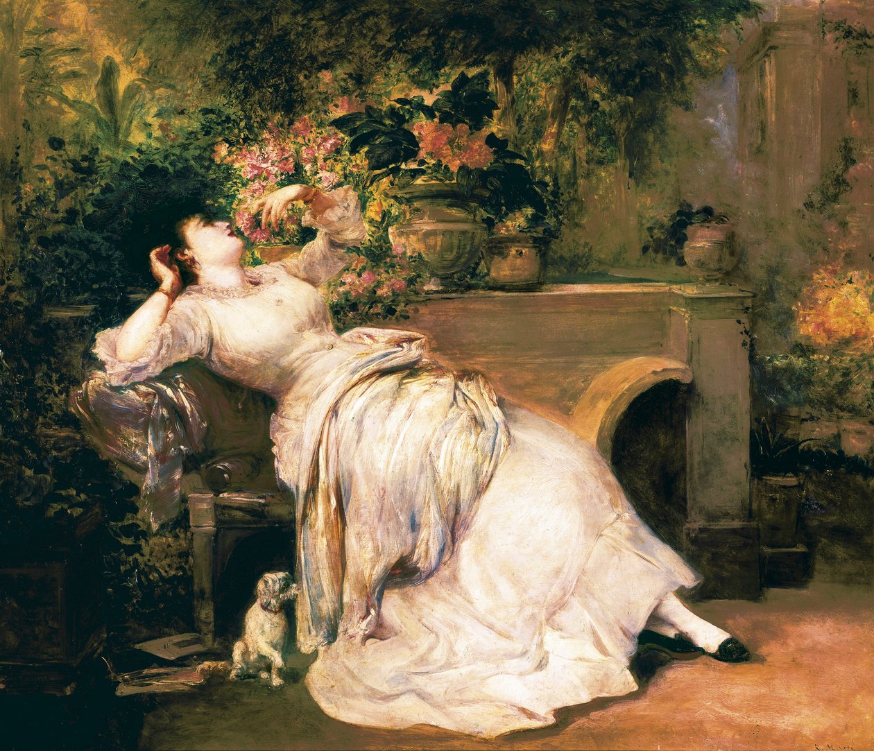 Mulher num jardim. Pintura de Ramon Marti i Alsina (1826-1894), 2ª metade do século XIX. de Ramón Martí Alsina