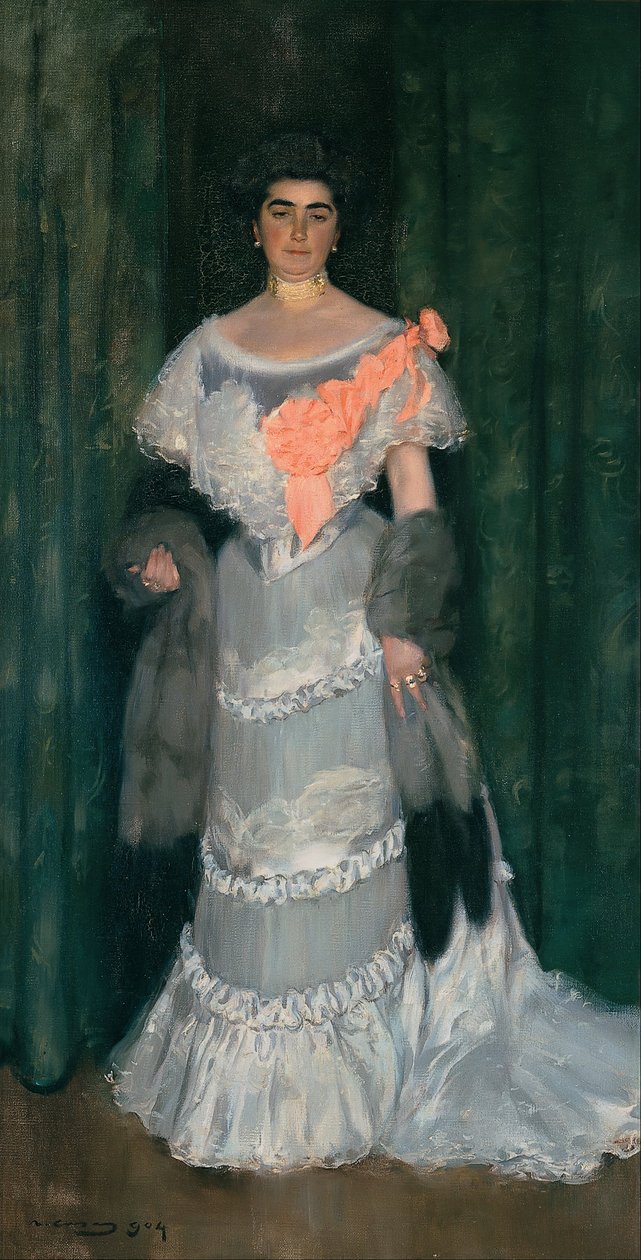 Montserrat Casas de Nieto, em vestido de noite de Ramon Casas i Carbo