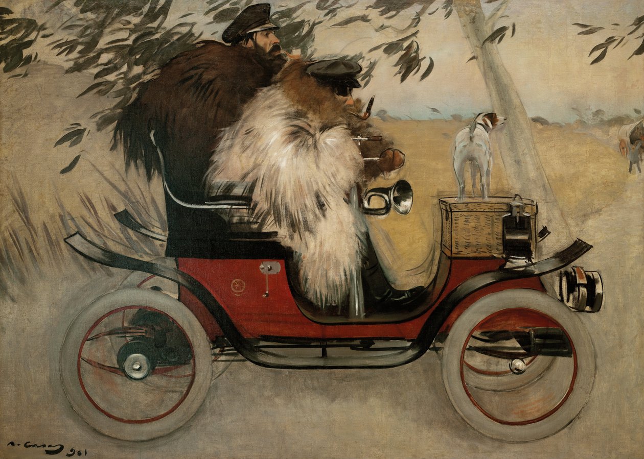 Ramon Casas e Pere Romeu em um automóvel de Ramon Casas i Carbo