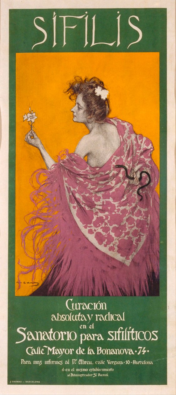 Sífilis (Poster) - Obra de Ramon Casas (1866-1932) - 1900 - Litografia a cores - 80x34,3 - Museu Nacional d
