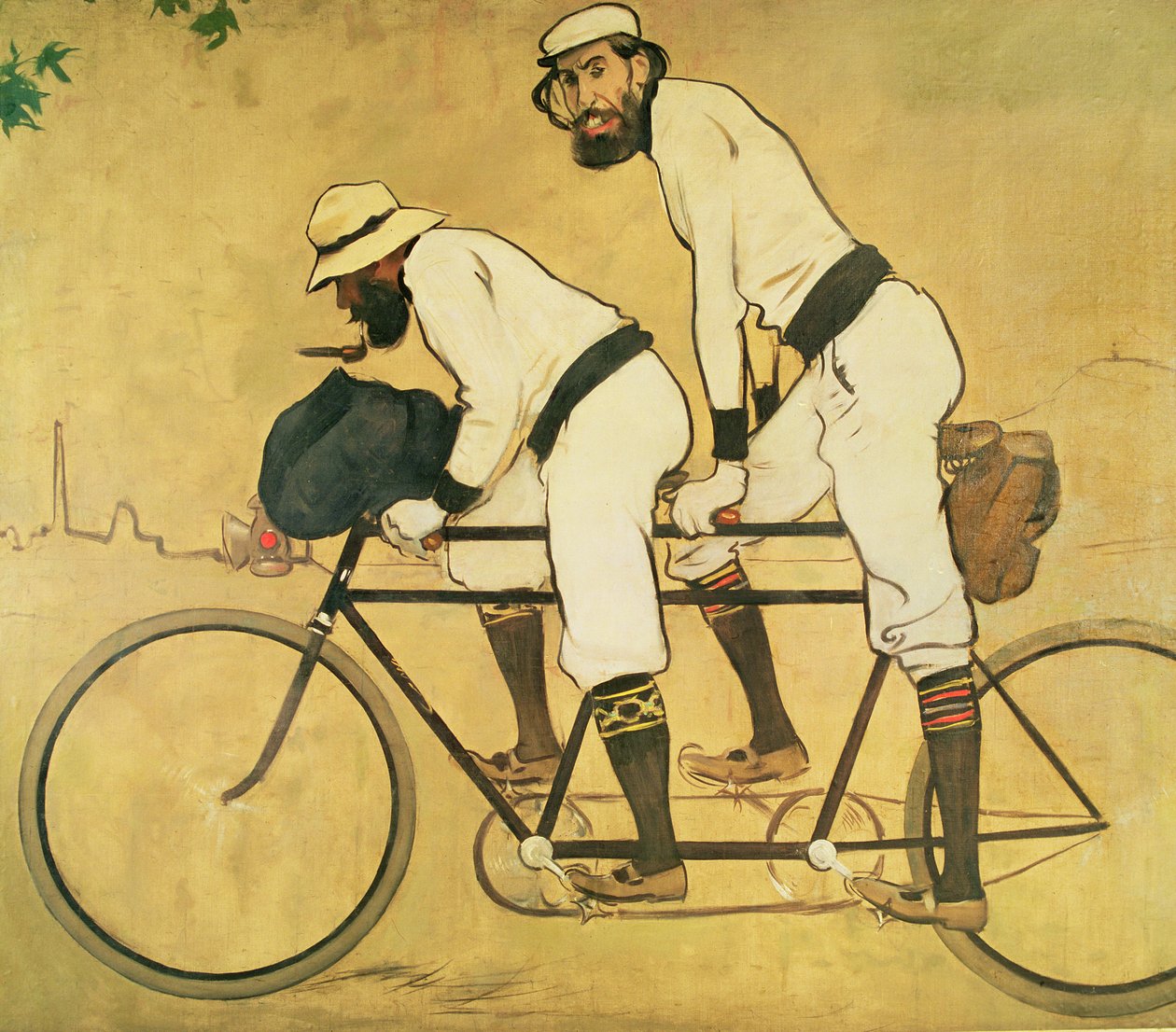 Autorretrato de Casas com Pere Romeu em Tandem de Ramon Casas i Carbo