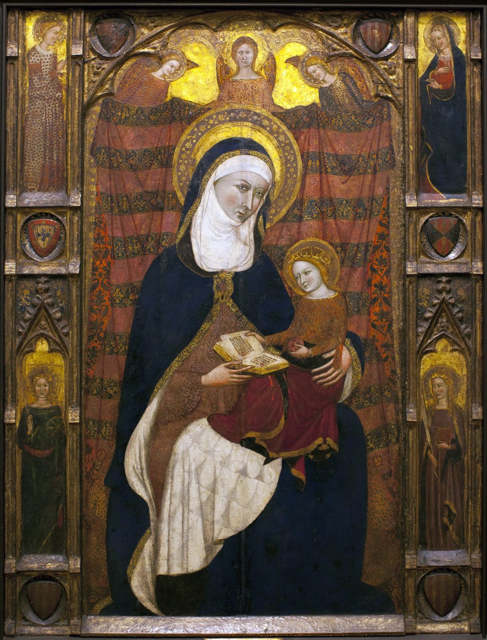 Saint Anne and the Virgin - Pintura de Ramons Destorrents (século XIV), Arnau (século XIV) e Jaume Ferrer Bassa (1281-1348) - tempera sobre madeira, cerca de 1350 (St Anne and The Virgin, de Ramons Destorrents, Arnau e Ferrer Bassa, tempera sobre painel, c de Ramon Destorrents