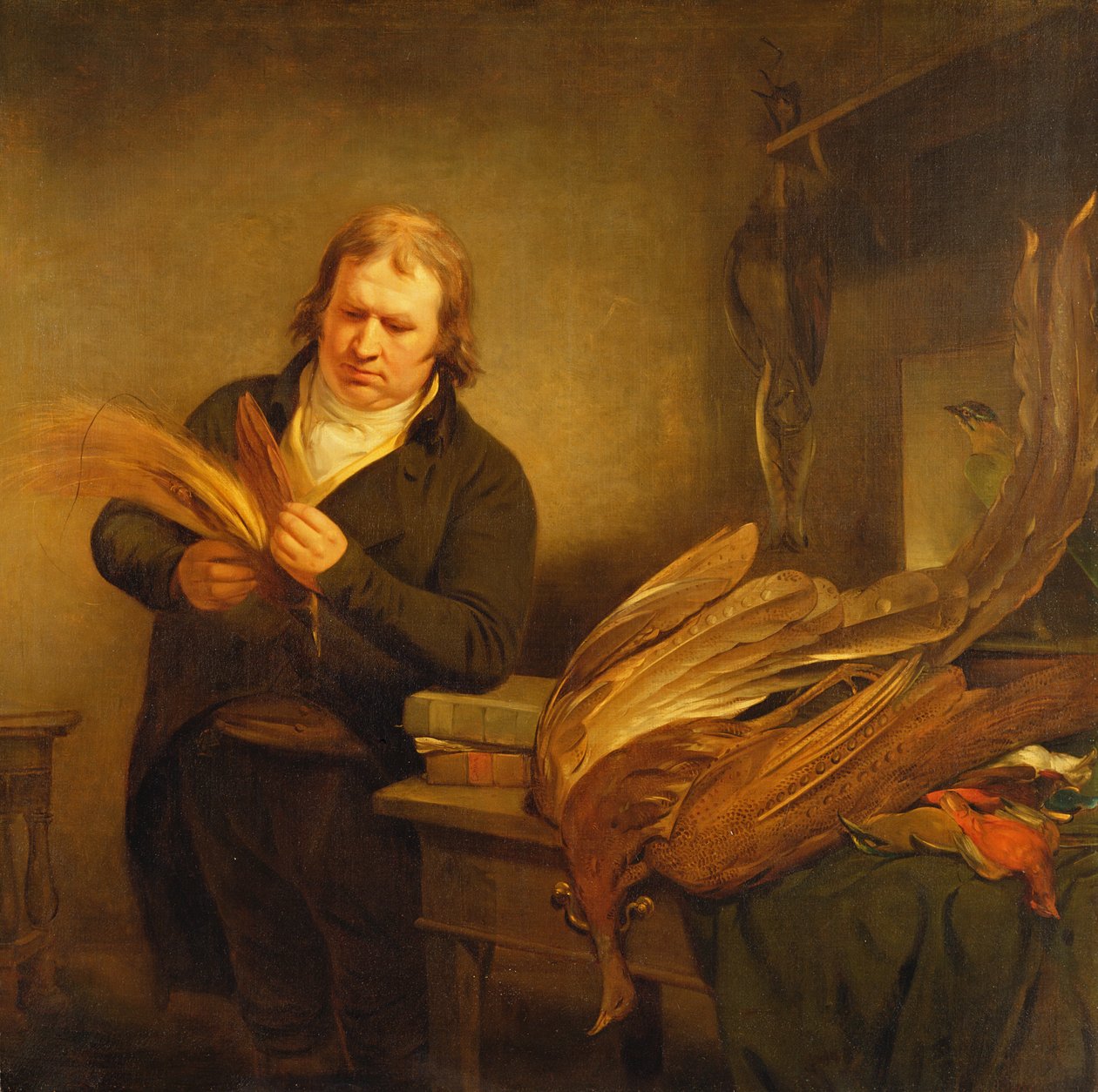 Um ornitólogo, provavelmente o Sr. Thomson, Preservador de Animais e Pássaros para os Museus Leverianos e Britânicos, 1802 de Ramsay Richard Reinagle