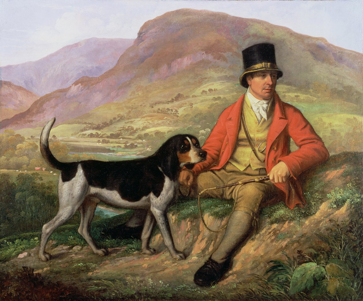 Retrato de John Peel (1776-1854) com um de seus cães de Ramsay Richard Reinagle