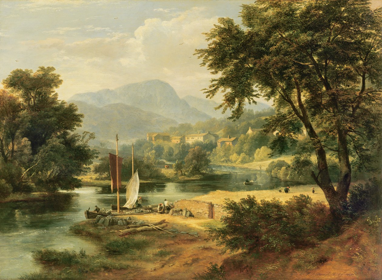 Vista, de, Clappersgate, ligado, a, rio, Brathay, acima, Windermere de Ramsay Richard Reinagle