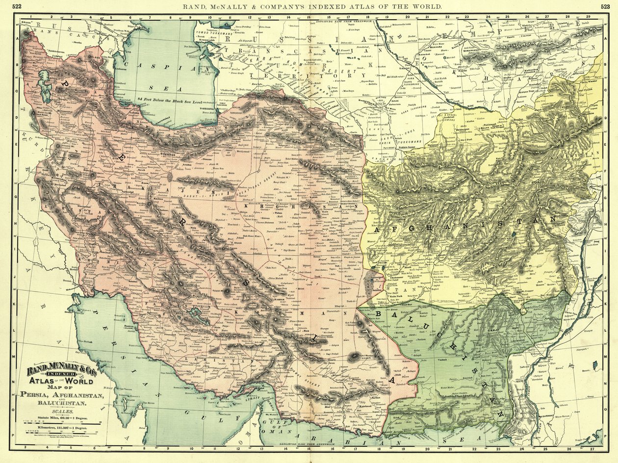Pérsia, Afeganistão e Baluchistão em 1892 de Rand McNally and Company