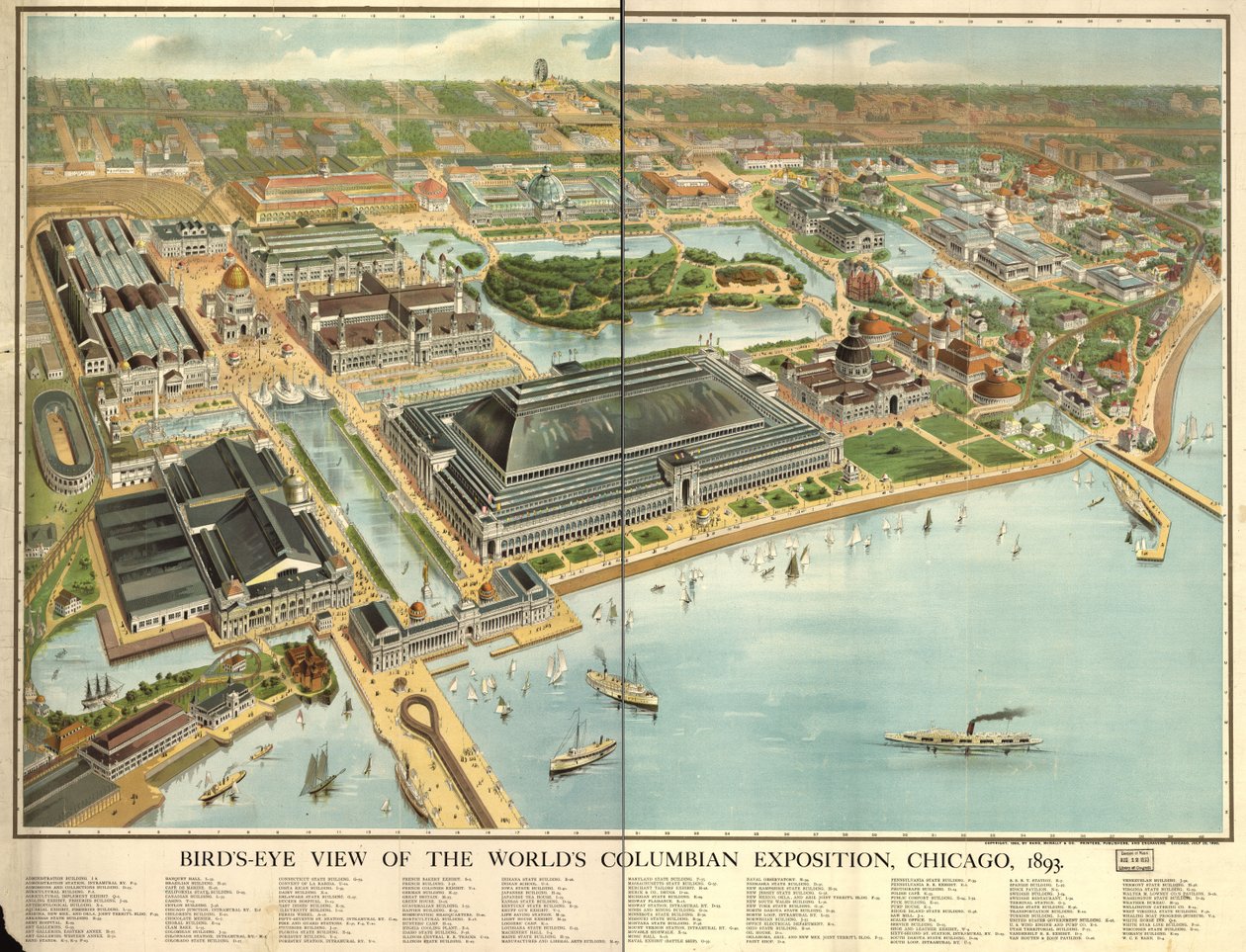 Vista aérea da Exposição Mundial da Colúmbia, Chicago, 1893. LOC 98687181 de Rand McNally and Company