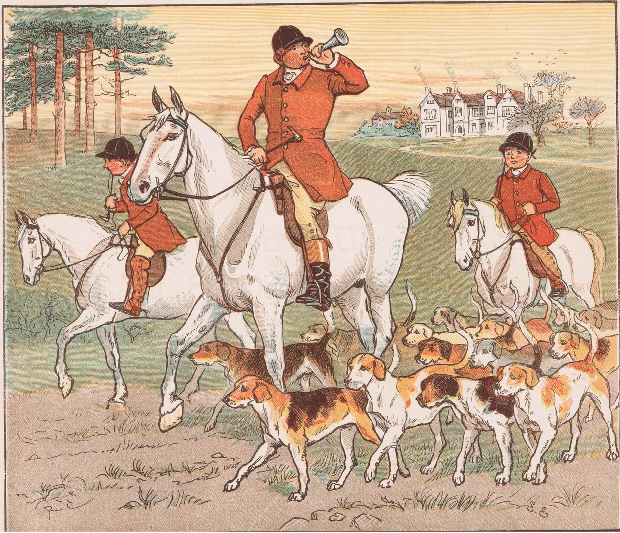 O caçador sopra seu chifre de Randolph Caldecott