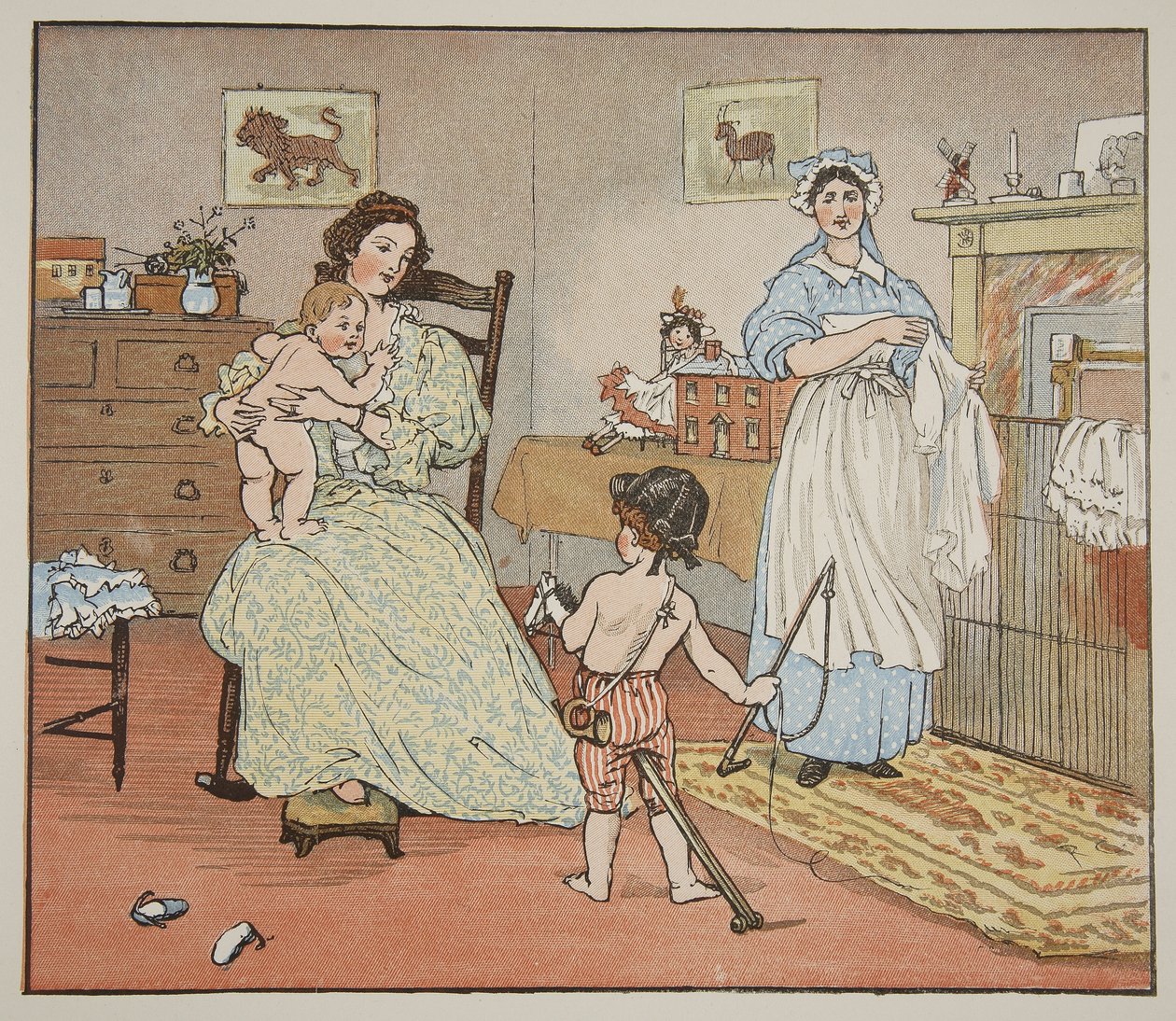 Tchau, Baby Bunting, ilustração de &39;Hey Diddle Diddle e Tchau, Baby Bunting&39;, 1882 de Randolph Caldecott