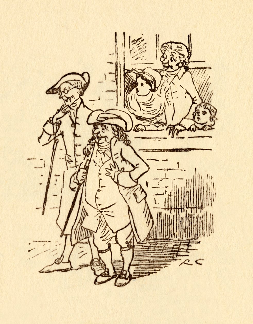 Os espectadores observam John Gilpin passar a galope, 1878, c1918. de Randolph Caldecott
