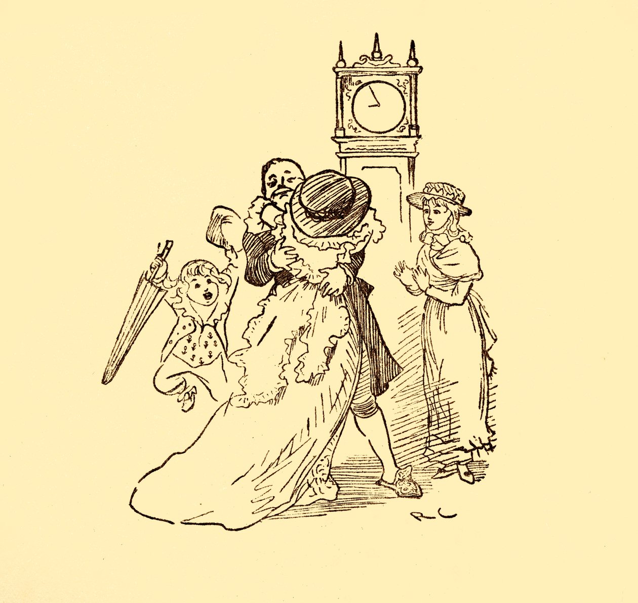 John Gilpin se reúne com sua esposa e filhos, 1878, c1918. de Randolph Caldecott