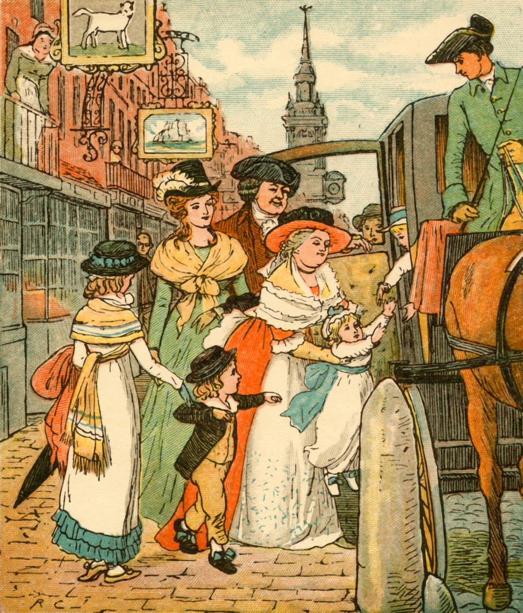 John Gilpin vê sua família em uma chaise-and-pair, 1878, c1918. de Randolph Caldecott