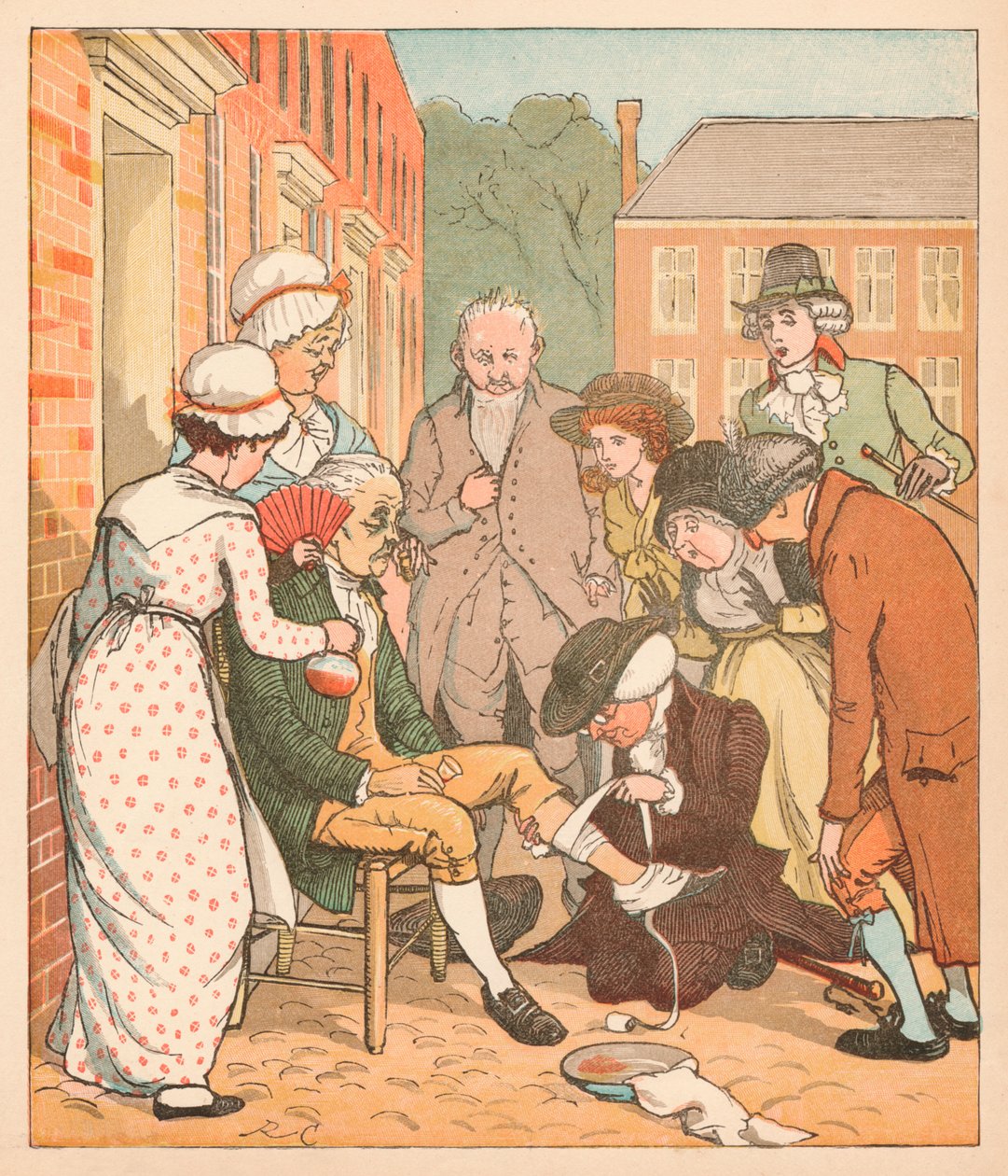 Os vizinhos que vestem o homem bom de Islingtons mordem, c1879. de Randolph Caldecott