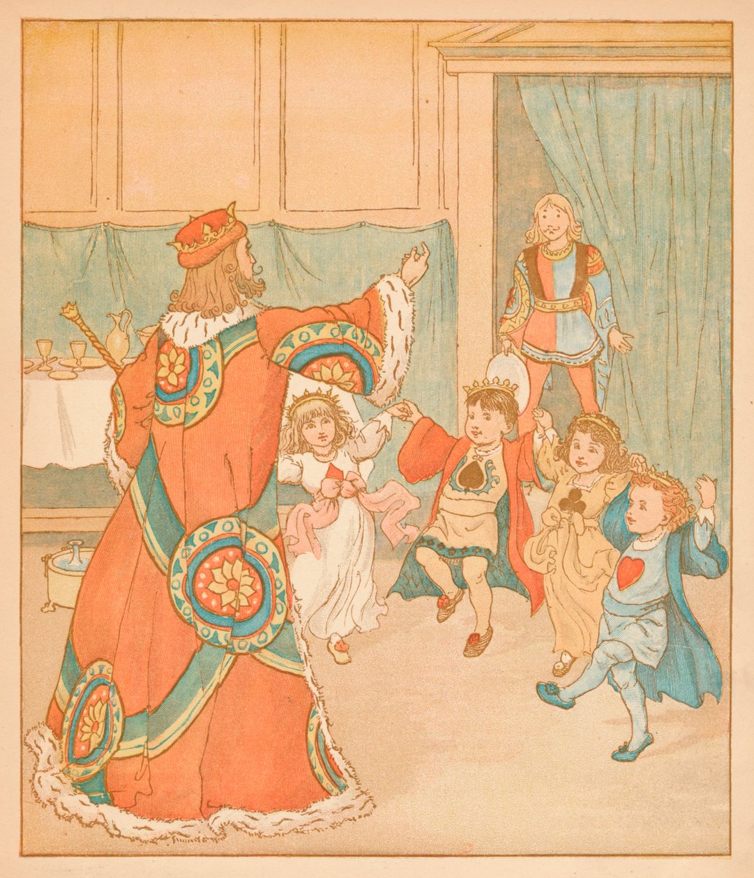 O rei dos corações, chamado para essas tortas, 1880. de Randolph Caldecott