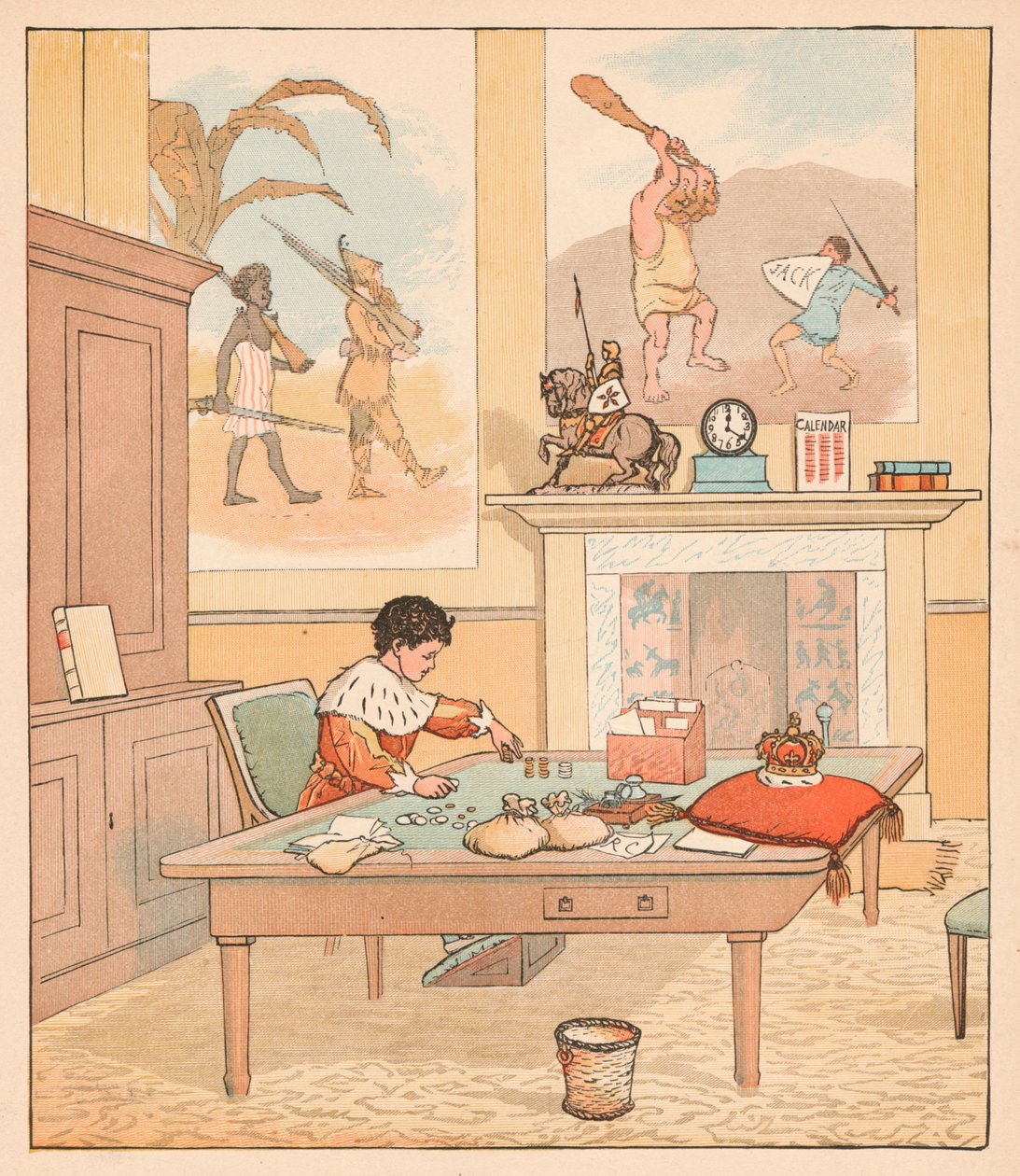 O rei estava em sua casa de contagem, Contando seu dinheiro, 1880. de Randolph Caldecott