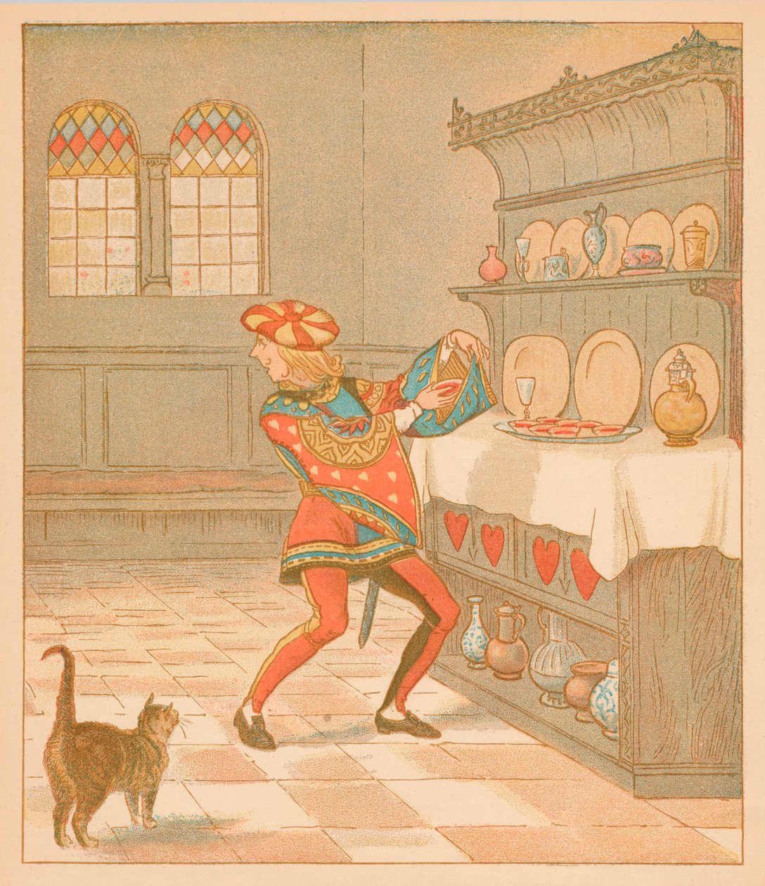 O Valete de Copas, ele roubou essas tortas em 1880. de Randolph Caldecott