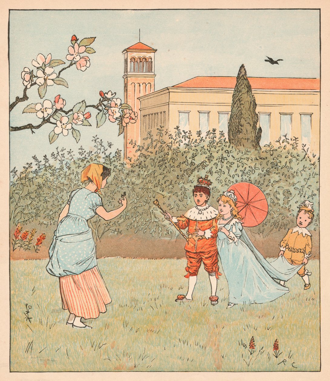 A empregada doméstica e a Jenny Wren, 1880. de Randolph Caldecott