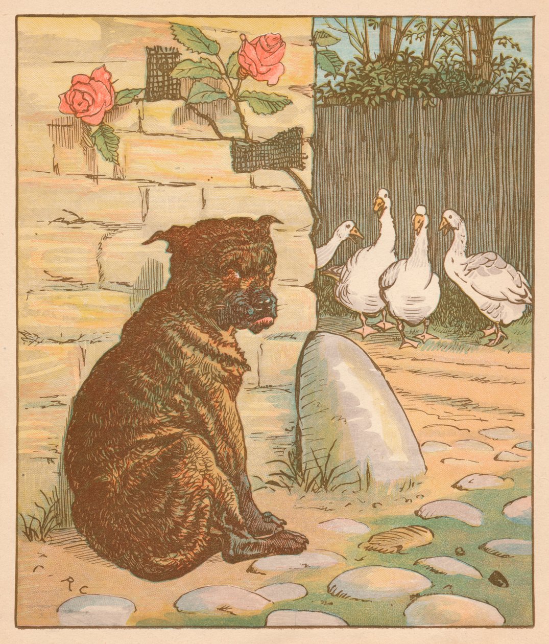 O cachorro que preocupou o gato ..., c1878. de Randolph Caldecott