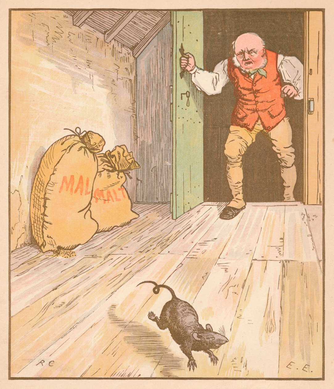 O rato comeu o malte ..., c1878. de Randolph Caldecott