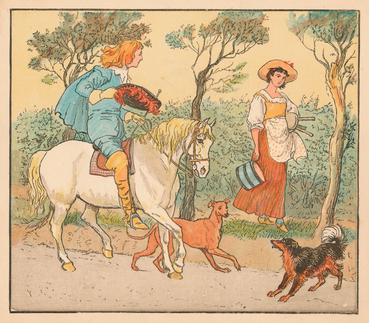 Onde você está indo, minha empregada doméstica bonita, c1882. de Randolph Caldecott