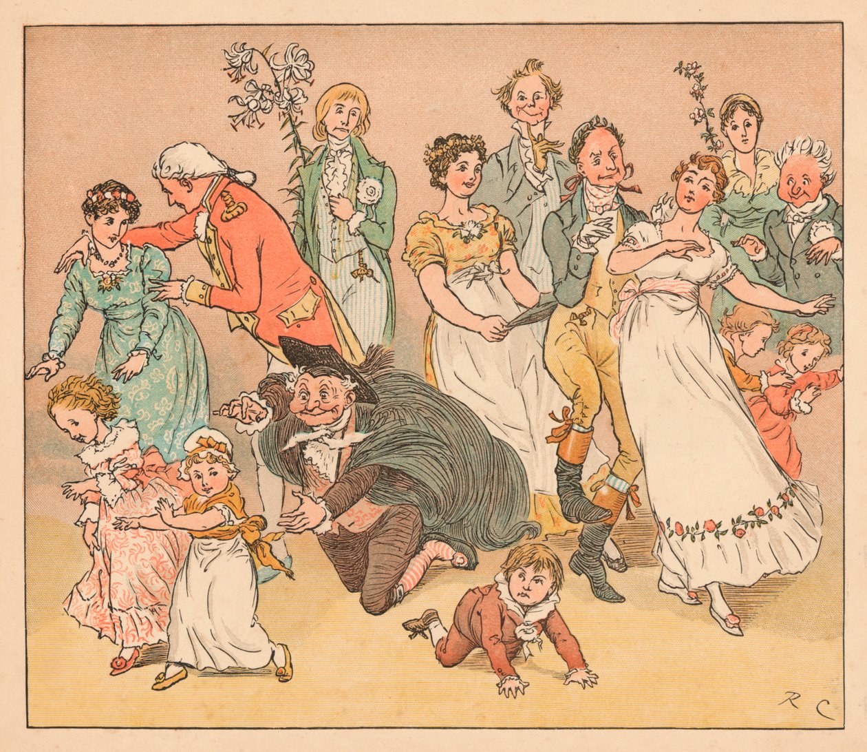 ... e todos eles começaram a jogar o jogo de pegar e pegar ..., c1885, 1934. de Randolph Caldecott