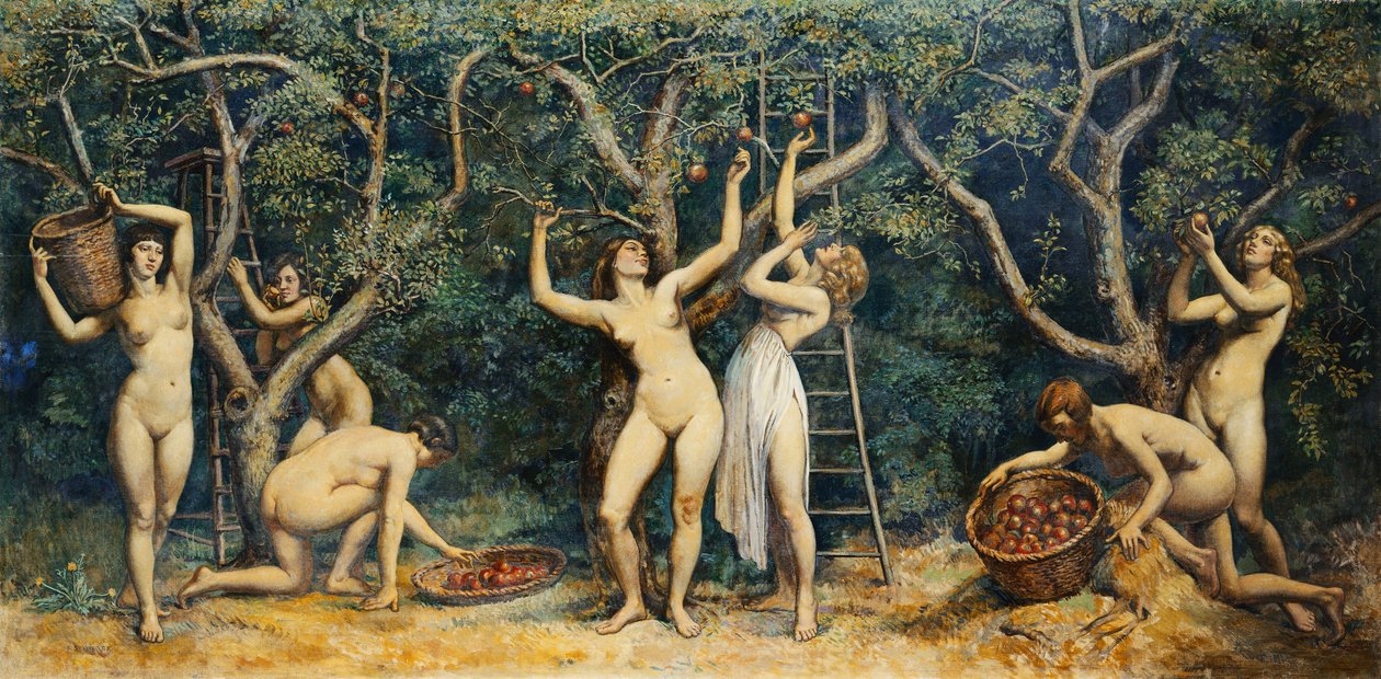 Ninfas coletando maçãs de Randolph Schwabe