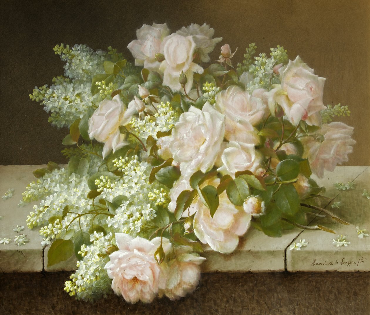 Rosas e Lilás Branco de Raoul M. de Longpre