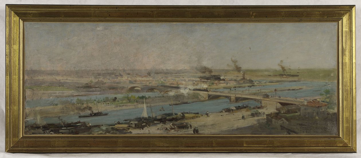 Esboço da sala do conselho da Câmara Municipal de Alfortville: Vista de Alfortville a partir das alturas de Charenton de Raoul Joseph Arus