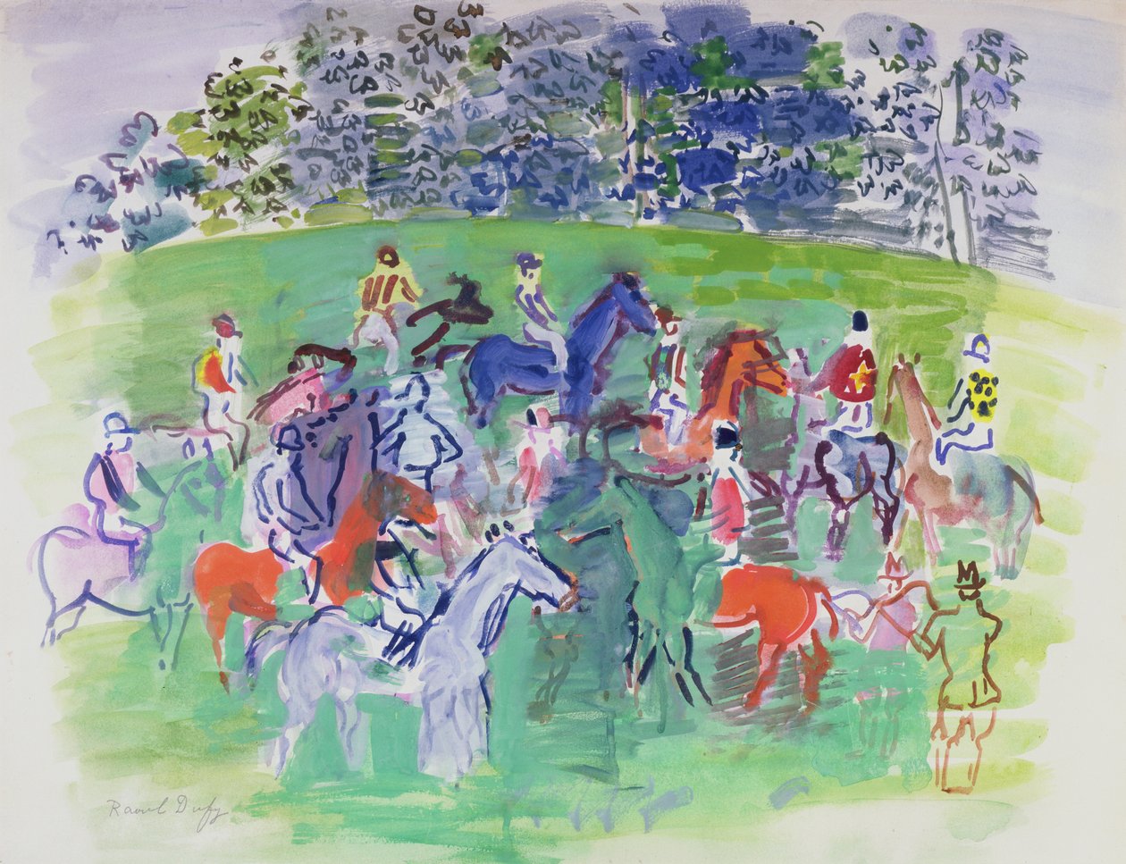 Nas corridas, c.1930-50 (guache) de Raoul Dufy