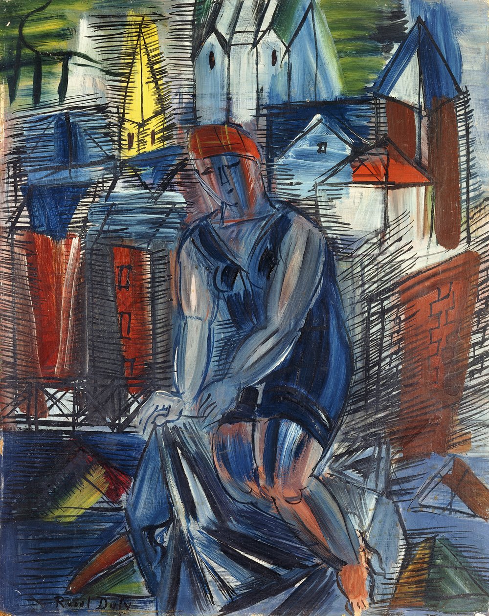 Banhista (baigneuse), c.1950 (óleo sobre tábua) de Raoul Dufy