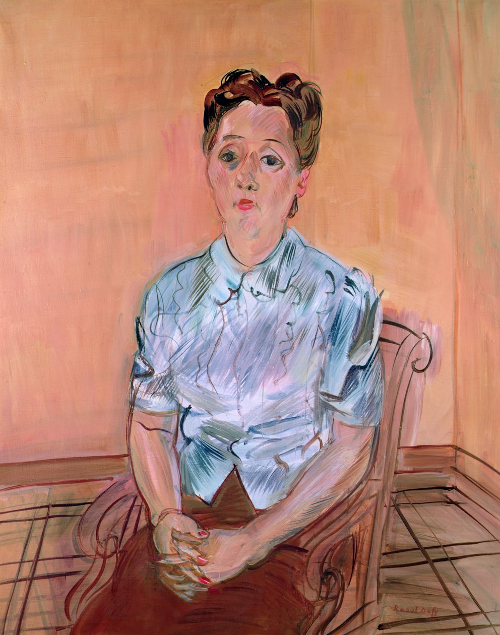 Berthe com uma blusa de cetim (óleo sobre tela) de Raoul Dufy