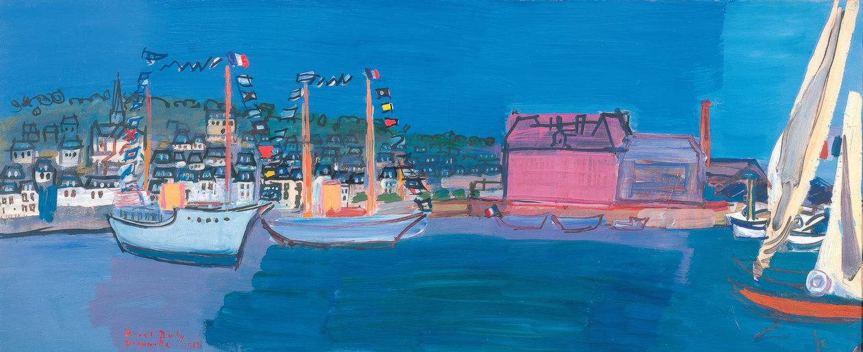 Barcos mar pequenas bandeiras casas pequeno porto porto velas de Raoul Dufy