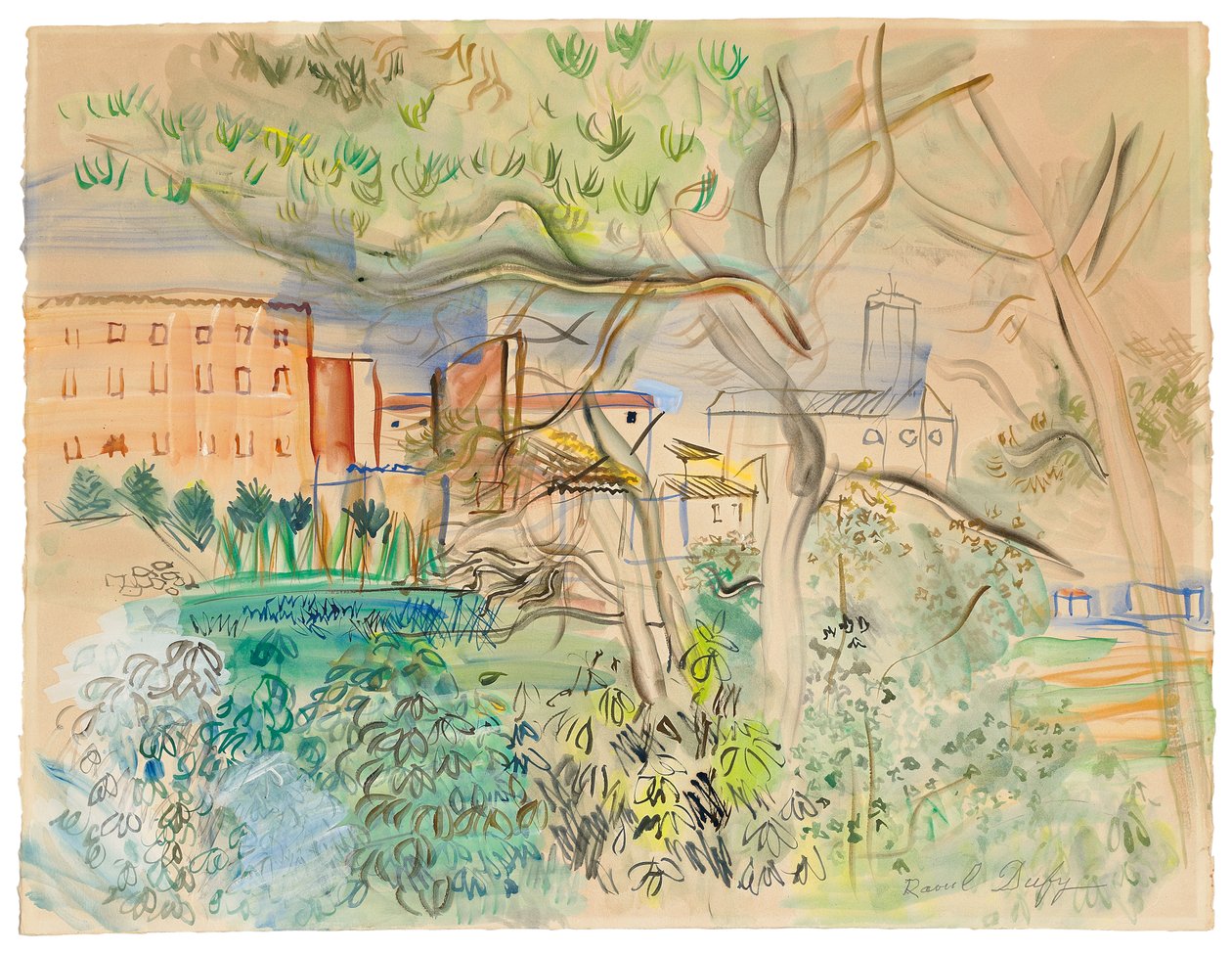Caldas de Montbuy (aguarela e guache sobre papel) de Raoul Dufy