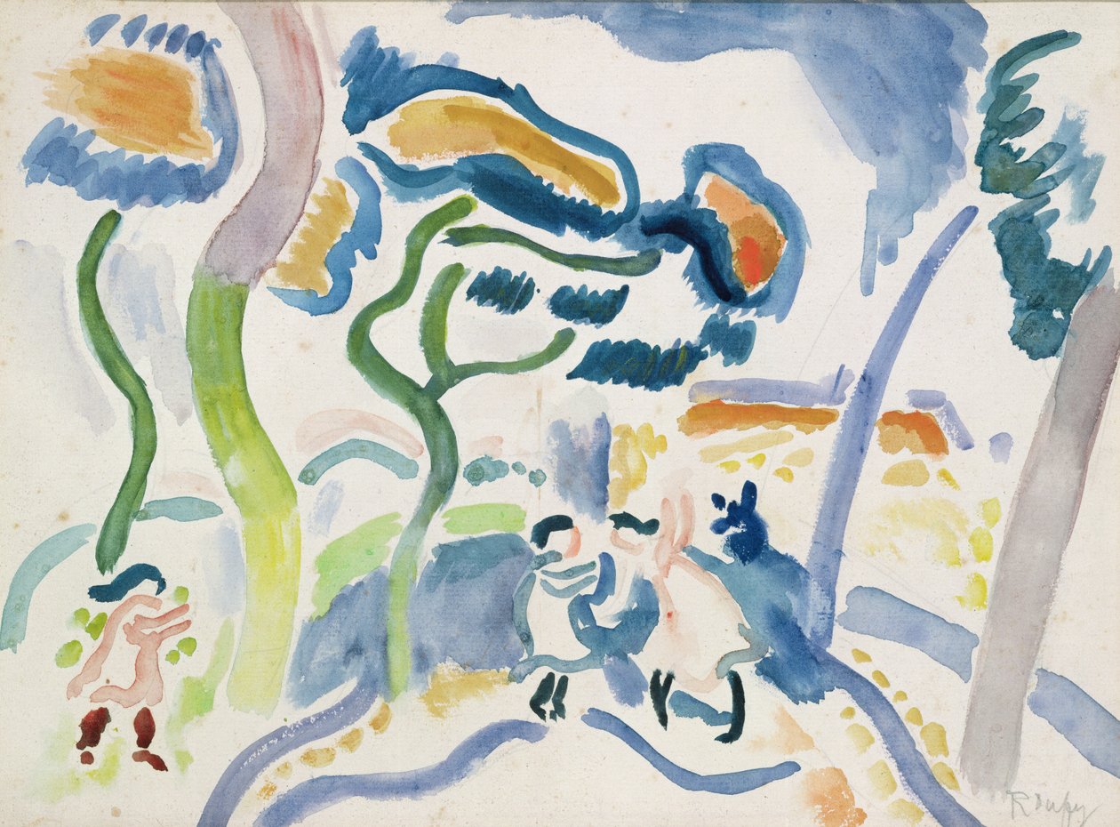 Crianças a brincar (aguarela sobre papel) de Raoul Dufy